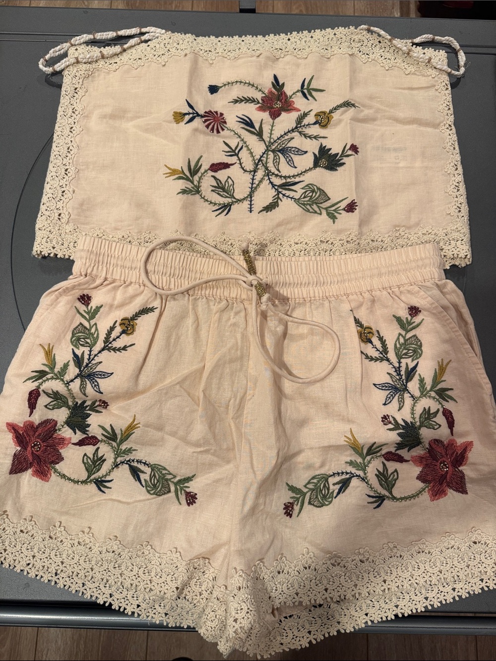 Source Unknown Cream Embroidered Two-Piece Set